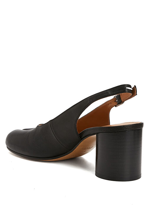Tabi Siyah Deri Topuklu Ayakkabı - Görsel 4