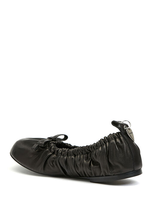 Siyah Fiyonk Detaylı Deri Babet - Görsel 4