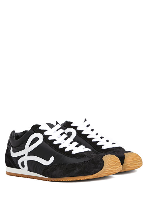 Ballet Runner Siyah Beyaz Kadın Deri Sneaker - Görsel 3