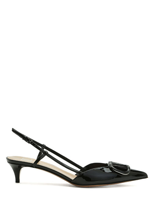 Signature Siyah Deri Topuklu Ayakkabı - Görsel 2