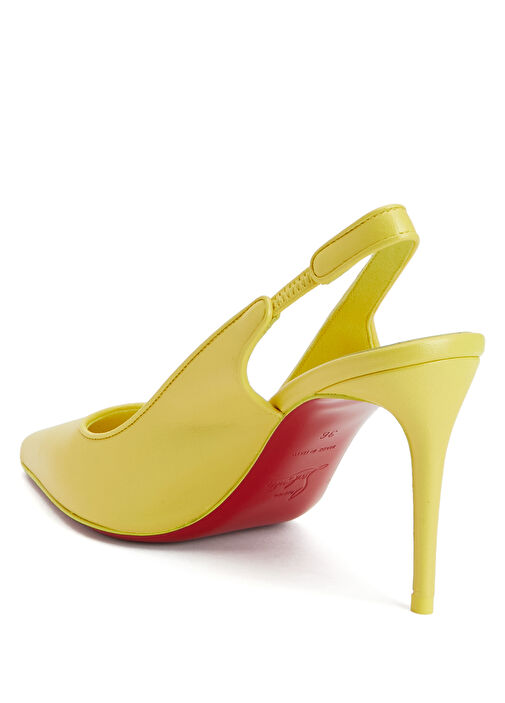 Sporty Kate Sarı Deri Topuklu Ayakkabı - Görsel 4