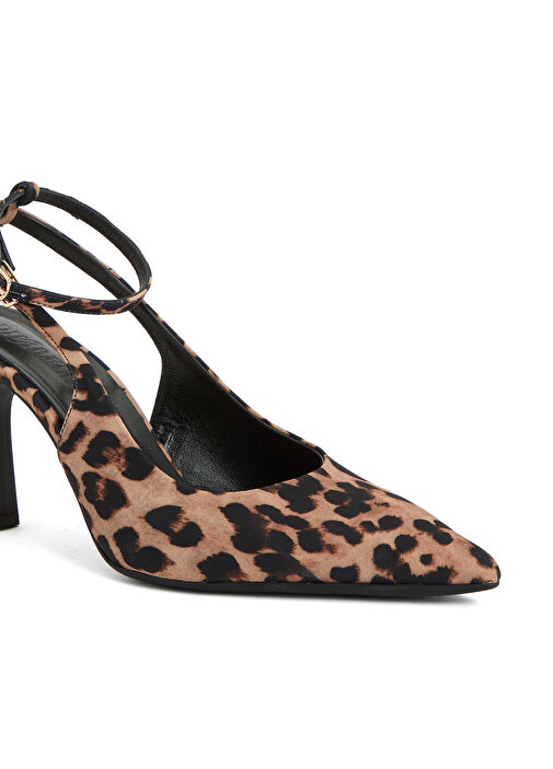 Leopar Desenli Deri Topuklu Ayakkabı - Görsel 7