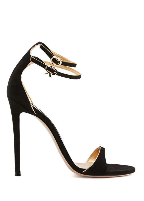 Siyah Kadın Süet Sandalet - Görsel 2