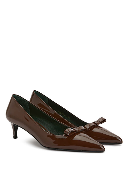 Kahverengi Rugan Deri Topuklu Ayakkabı - Görsel 3