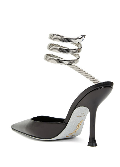 Siyah Silver Topuklu Ayakkabı - Görsel 4