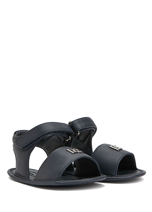 Koyu Mavi Kız Çocuk Deri Sandalet - Görsel 3