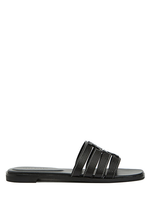 Ines Siyah Kadın Deri Terlik - Görsel 2