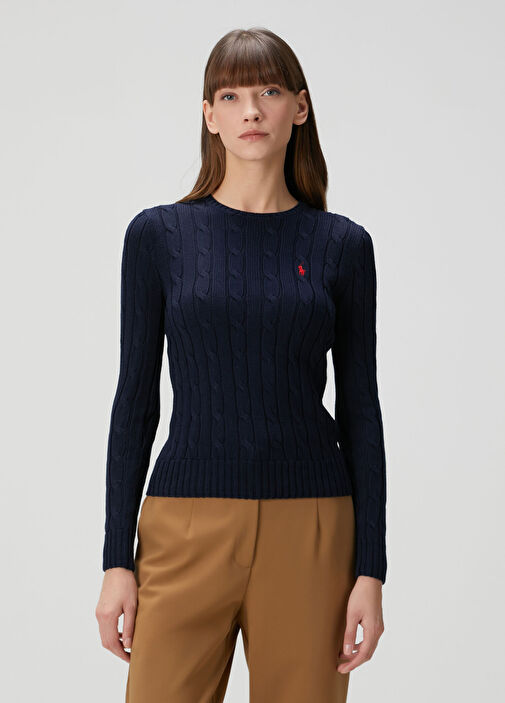 Lacivert Saç Örgülü Triko