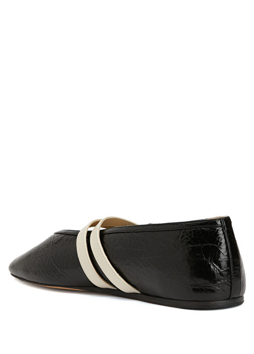 Claudia Ekru Siyah Deri Babet - Görsel 4