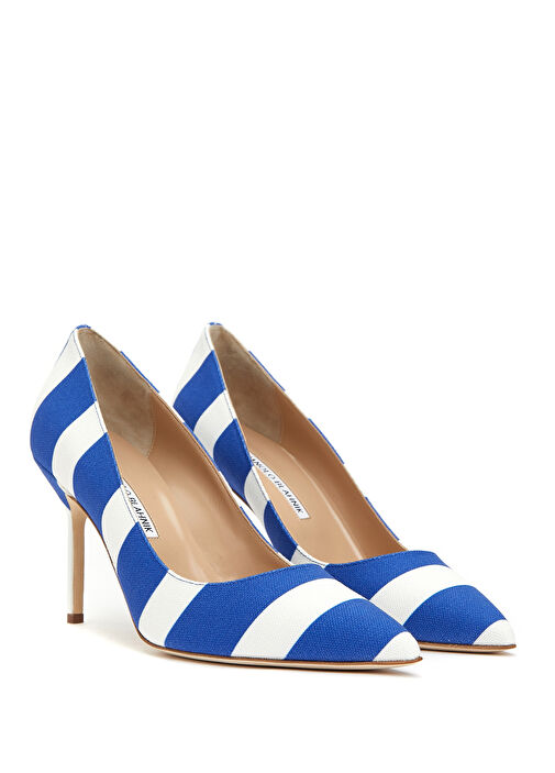 Mavi Beyaz Çizgili Stiletto - Görsel 3