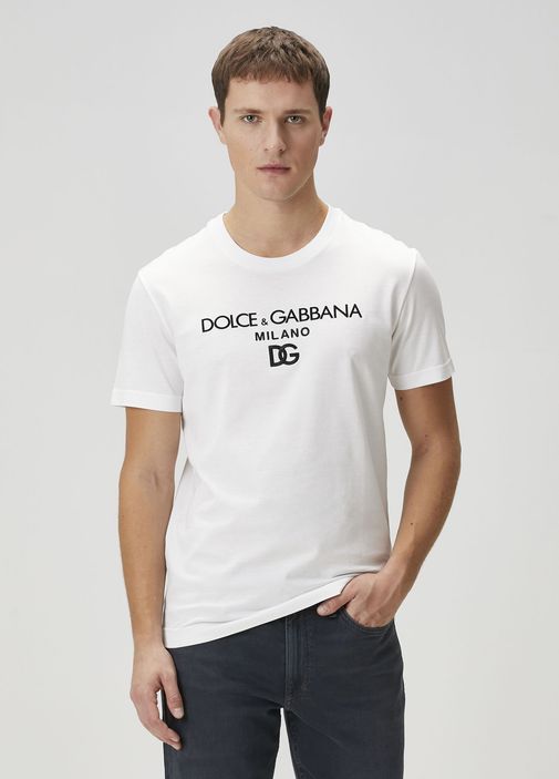 Dolce&Gabbana - Beyaz Logo Baskılı T-shirt - Beyaz