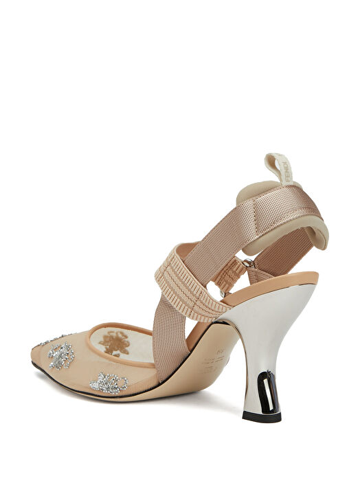 Nude Taş İşlemeli Topuklu Ayakkabı - Görsel 4