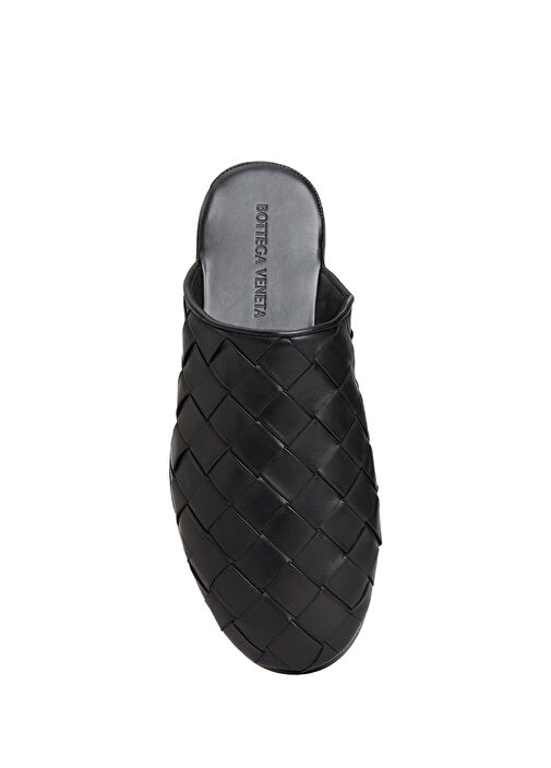 Siyah Örgü Dokulu Erkek Deri Terlik - Görsel 5