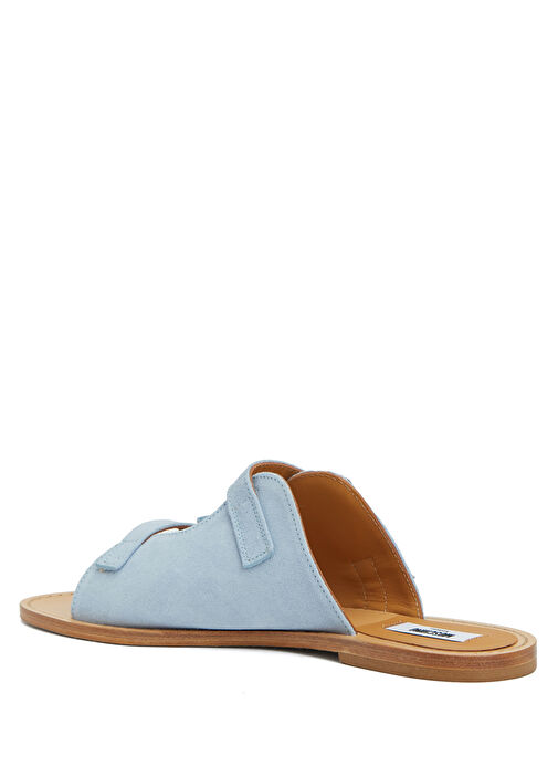 Açık Mavi Kadın Deri Terlik - Görsel 4