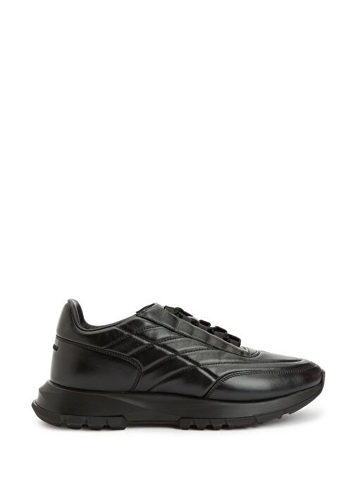 Siyah Erkek Deri Sneaker - Görsel 2
