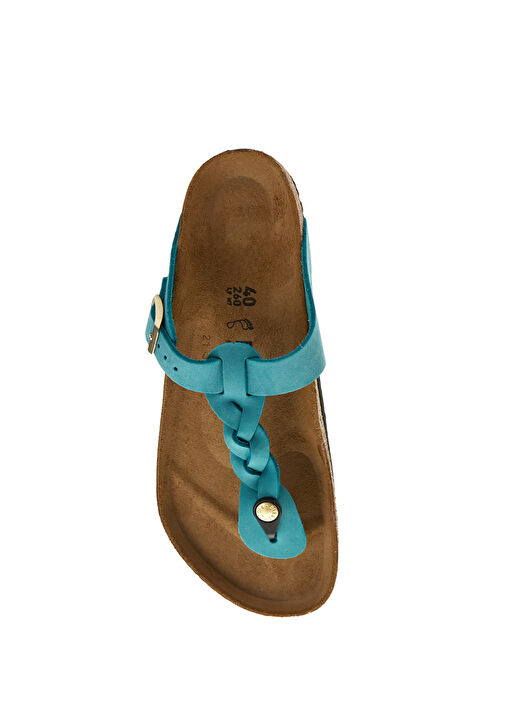 Gizeh Leoi Braided Turkuaz Kadın Terlik - Görsel 10