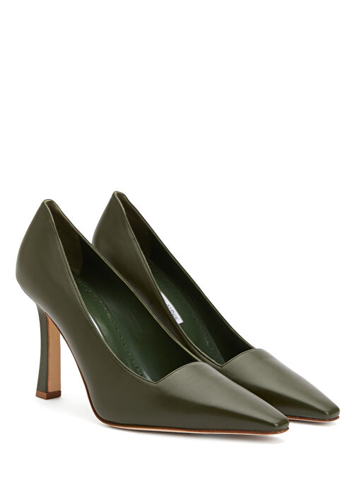 Haki Deri Stiletto - Görsel 3