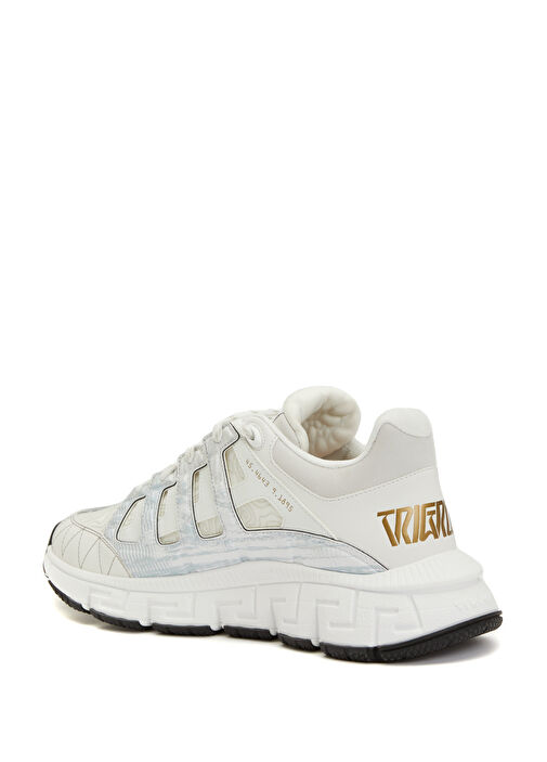 Beyaz Barok Desenli Erkek Deri Sneaker - Görsel 5