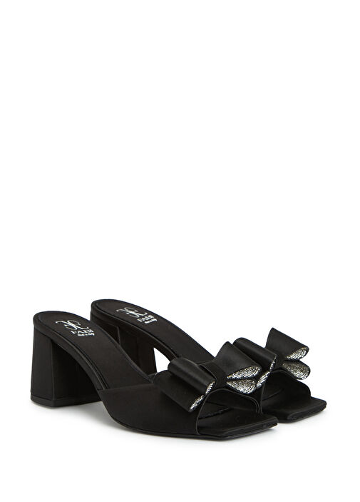 Siyah Kadın Saten Terlik - Görsel 3