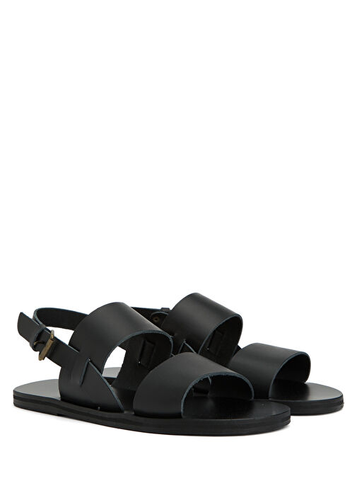 Irodotos Siyah Erkek Deri Sandalet - Görsel 3