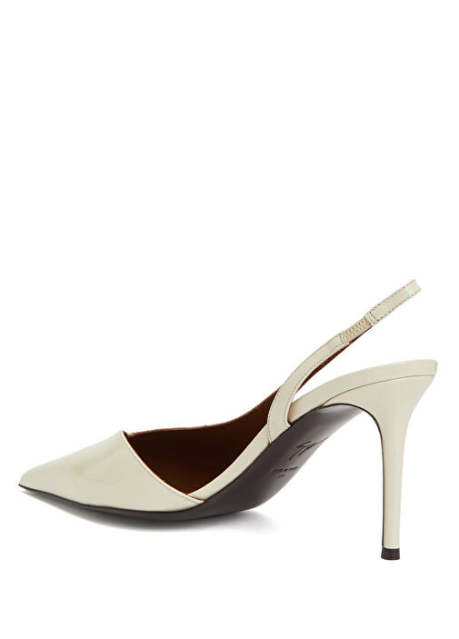 Kırık Beyaz Deri Topuklu Ayakkabı - Görsel 4