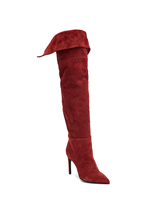 Kırmızı Kadın Süet Çizme - Görsel 9