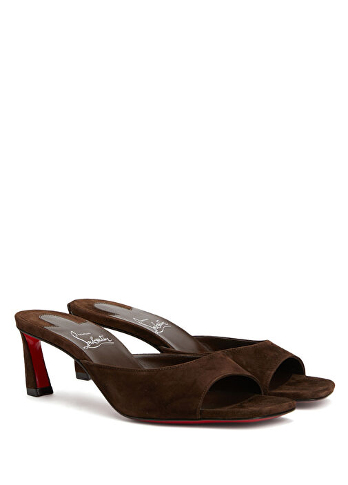 Condora Kahverengi Topuklu Deri Terlik - Görsel 3