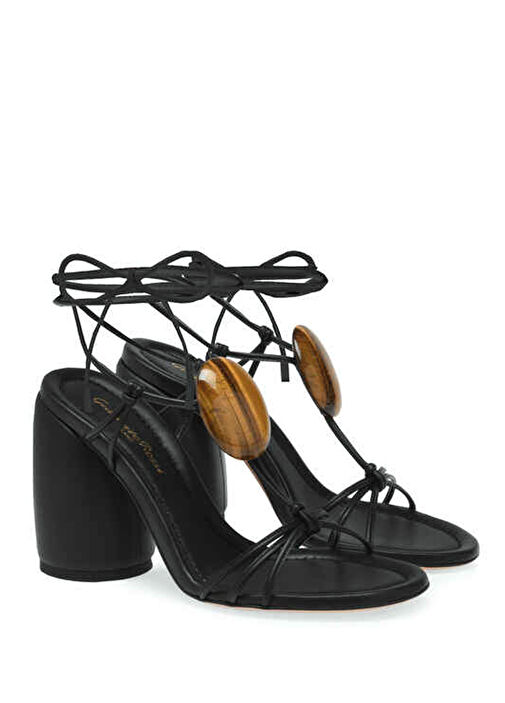 Pedra Siyah Kadın Deri Sandalet - Görsel 3