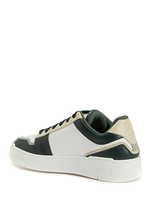 Beyaz Yeşil Erkek Deri Sneaker - Görsel 4