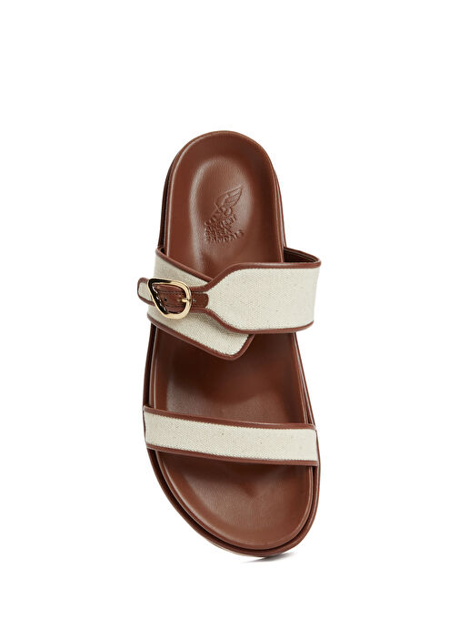 Tria 2 Platform Bej Kahve Kadın Kanvas Terlik - Görsel 5