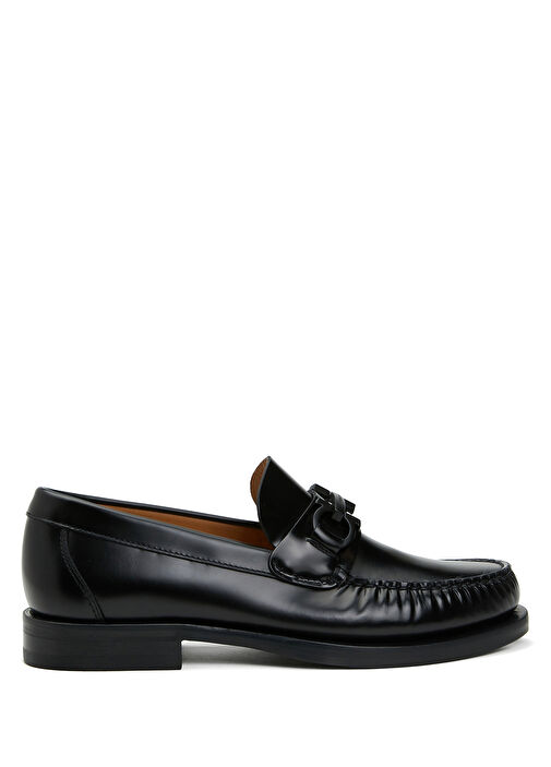 Siyah Logo Detaylı Erkek Deri Loafer - Görsel 2