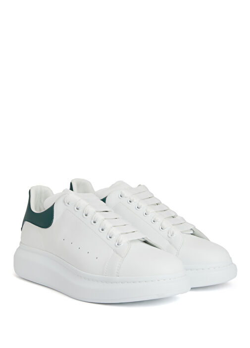 Oversized Beyaz Yeşil Erkek Deri Sneaker - Görsel 3