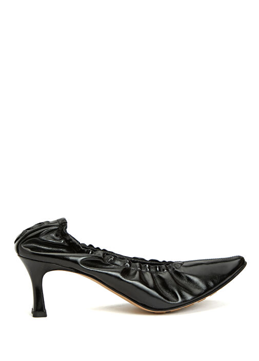 Siyah Deri Topuklu Ayakkabı - Görsel 2