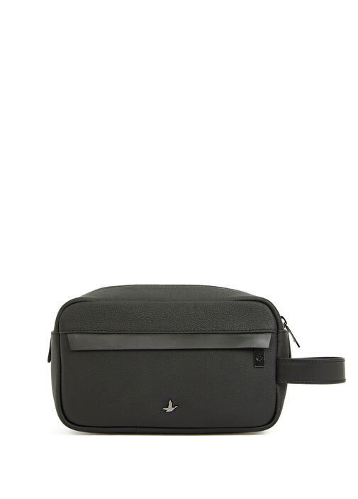 Siyah Deri Tıraş Çantası - Görsel 2