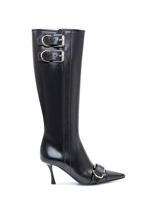 Voyou Siyah Kadın Deri Çizme - Görsel 2