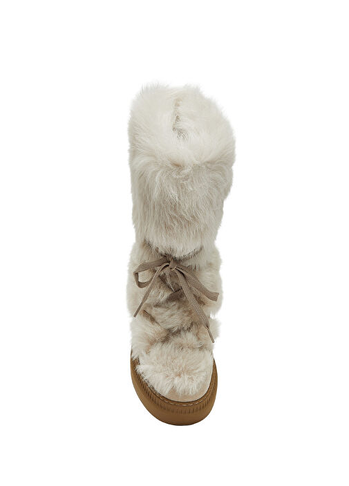 Krem Kadın Deri Kar Botu - Görsel 5