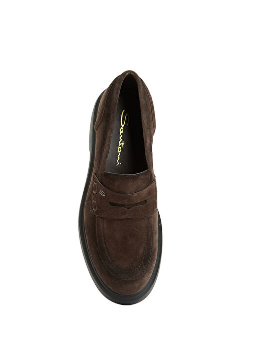 Koyu Kahverengi Kadın Deri Loafer - Görsel 5