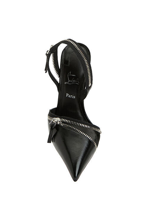 Slingyzip Siyah Deri Topuklu Ayakkabı - Görsel 5