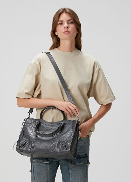 Balenciaga Antrasit Kadın Le City Medium Antrasit Kadın Deri Çanta