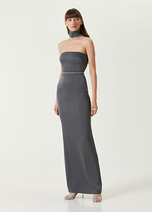 Alex Perry - Dark Grey Embellished Maxi Evening Dress