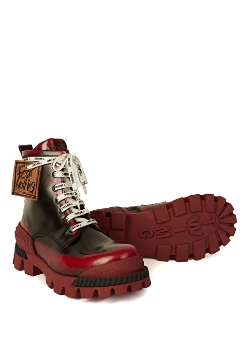 Boson Siyah Kırmızı Çocuk Deri Bot - Görsel 3