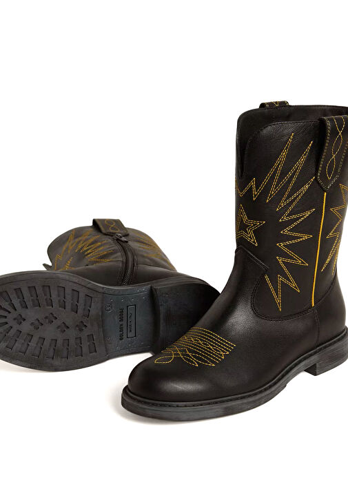 Siyah Kız Çocuk Deri Bot - Görsel 4