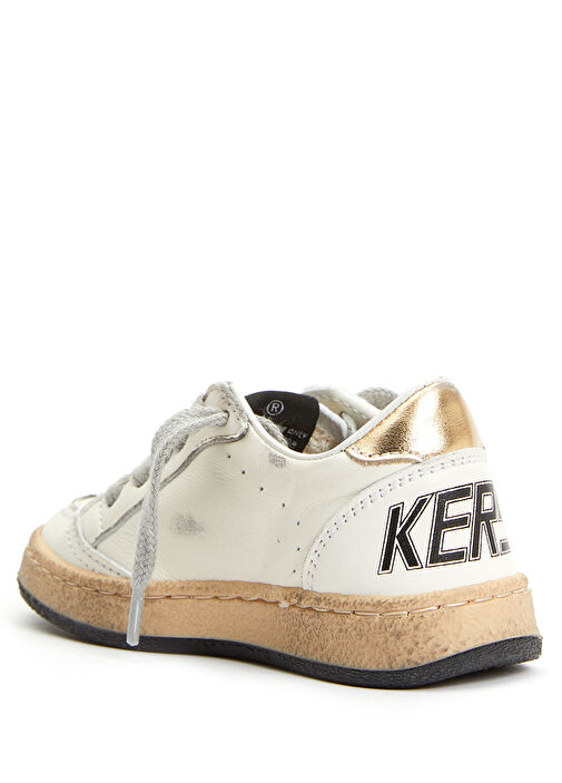 Beyaz Yıldız Patchli Unisex Çocuk Deri Sneaker - Görsel 4