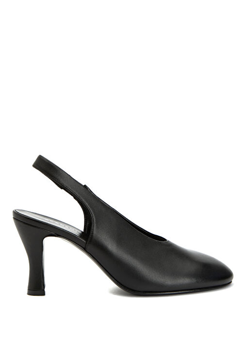 Siyah Deri Topuklu Ayakkabı - Görsel 2