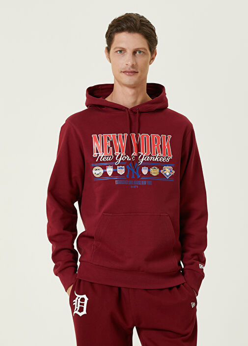 Burgundy New Era Burgundy Men New York Yankees Bordo Kapu onlu Sweatshirt 1339798 Beymen