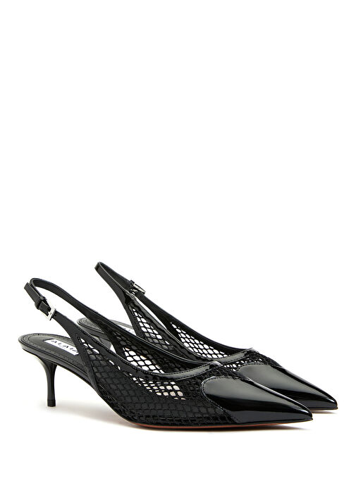 Siyah Deri Topuklu Ayakkabı - Görsel 3