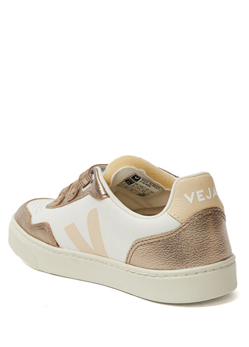 Small V-90 Beyaz Gold Çocuk Deri Sneaker - Görsel 4