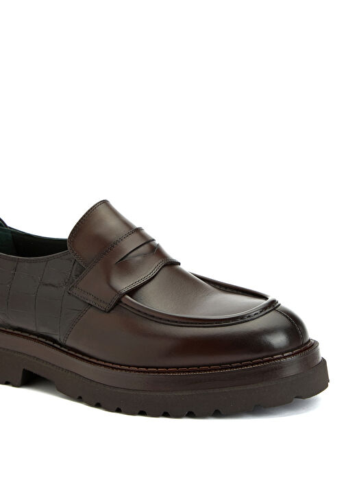 Kahverengi Kroko Detaylı Erkek Deri Loafer - Görsel 7