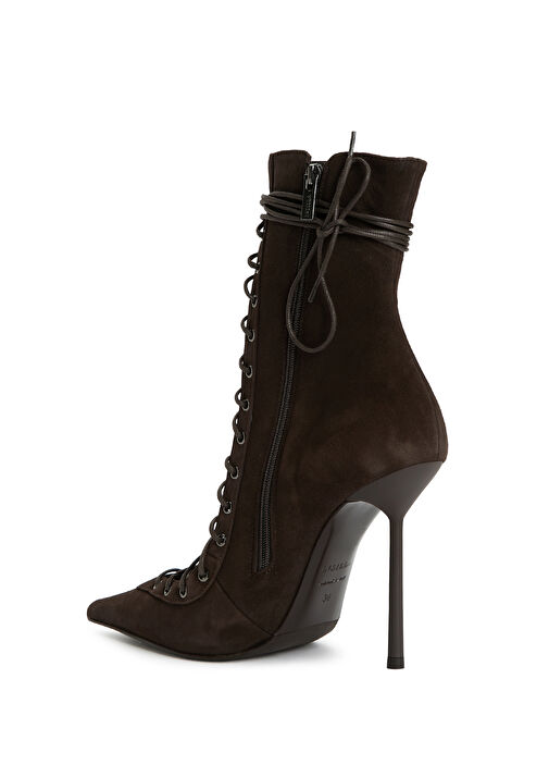 Koyu Kahverengi Kadın Deri Bot - Görsel 4