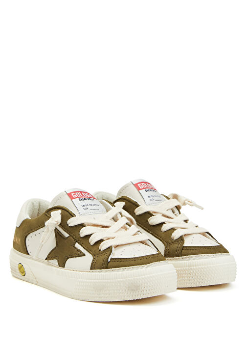 May Beyaz Yeşil Unisex Çocuk Deri Sneaker - Görsel 3